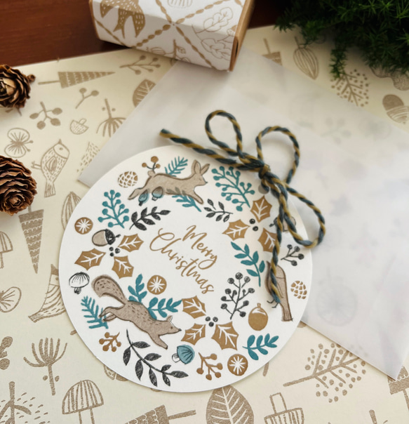 クリスマスカード/森のリース 10枚目の画像