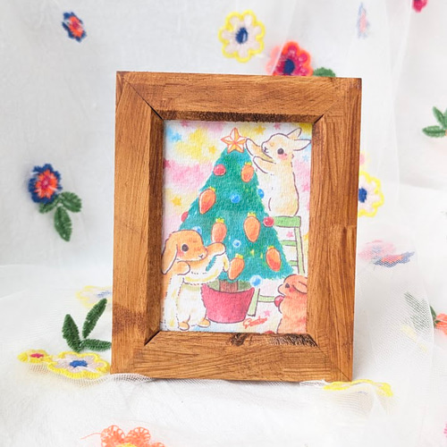 期間限定！手のひらアート【うさぎたちのクリスマスパーティー】複製