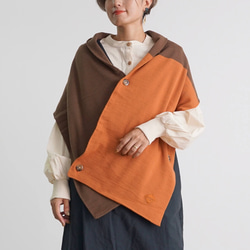 七變圍巾雨披/橙棕色/針織 來自 Mikawa 第4張的照片
