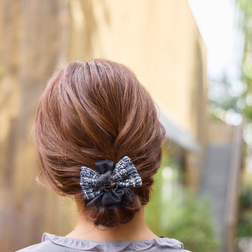 ツイードのクチュールリボン｜バレッタ｜noir（ノワール） バレッタ