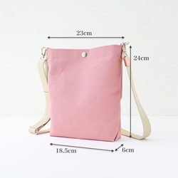 Sサイズ/20色展開/倉敷産帆布×ヌメ革♩軽量でペットボトルも入る便利なショルダーバッグ#スモーキーピンク 5枚目の画像