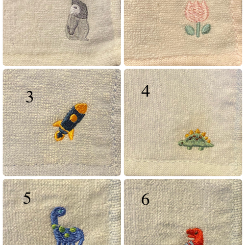 20×20 選べる4枚セット 動物 ミニタオル ハンカチ おしぼり お食事
