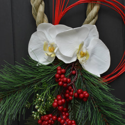再販！しめ縄♪幸せを呼ぶ胡蝶蘭の上品華やかなお正月飾り 2枚目の画像