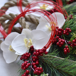 再販！しめ縄♪幸せを呼ぶ胡蝶蘭の上品華やかなお正月飾り 6枚目の画像
