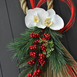 再販！しめ縄♪幸せを呼ぶ胡蝶蘭の上品華やかなお正月飾り 5枚目の画像