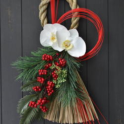 再販！しめ縄♪幸せを呼ぶ胡蝶蘭の上品華やかなお正月飾り 3枚目の画像