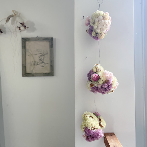 スターチスボールのガーランド/リース 3WAY インテリア&ディスプレイ