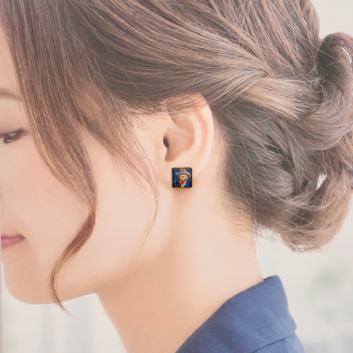 ゴッホ展】自画像 と ひまわり〔ピアス/イヤリング〕12 or 16mm ピアス