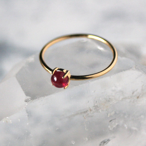 4mm*ルビー 大粒天然石 リング 誕生日 クリスマス プレゼント シンプル