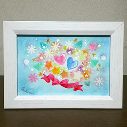 パステルアート 雨光り傘踊る梅雨景色 パステル画原画 絵画 T's Arts