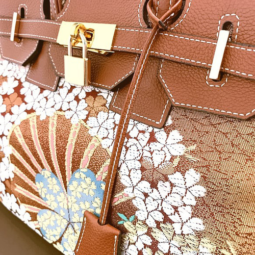 SOLD◇30サイズ#2◇着物帯と本革のリメイクバッグ◇remake.829 日本職