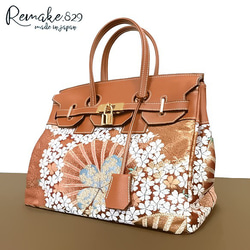 SOLD◇30サイズ#2◇着物帯と本革のリメイクバッグ◇remake.829 日本職