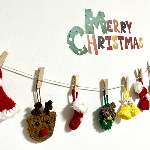 送料無料】【再販112セット】手編み クリスマスガーランド