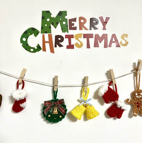 《合計販売数91セット》クリスマスガーランド　手編み　飾り(8個セット)オーナメント 5枚目の画像