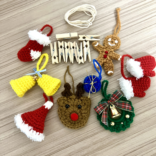 送料無料】【再販112セット】手編み クリスマスガーランド