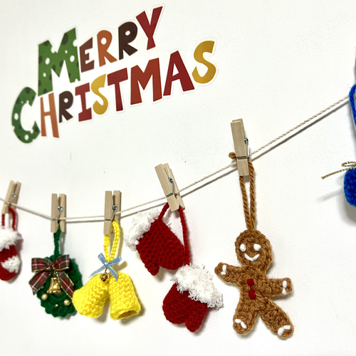 送料無料】【再販112セット】手編み クリスマスガーランド