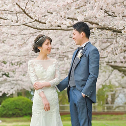 ブライダルイヤリング　お花　パール 花嫁イヤリング　小枝　結婚式　前撮り　ウェディングイヤリング 　ピアス　LE33 5枚目の画像