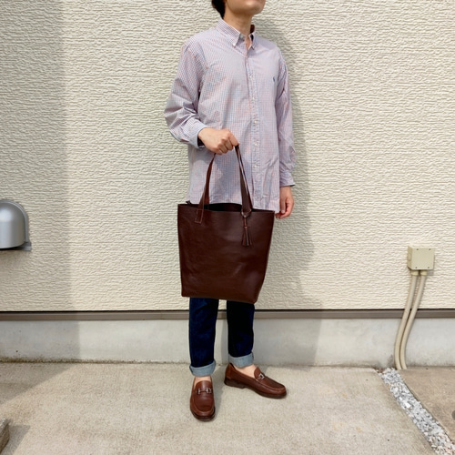 A4がすっぽり入る>一枚革のBASICトートバッグ（メンズ/レディース