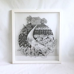 切り絵 ハンドメイド 額入り 額 植物 アート・写真