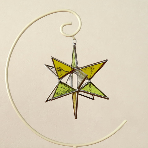 ゆらゆらスター・星のサンキャッチャー・クリア×イエロー・ステンド  