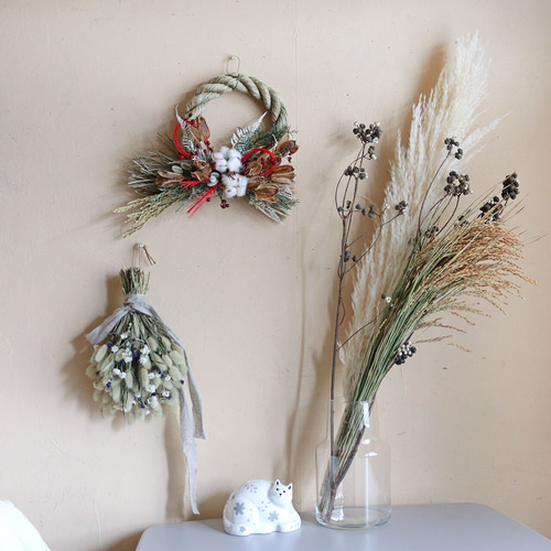 約幅33cm ◇ お正月 しめ縄リース あけぼの ◇ しめ飾り しめ縄 ドライ