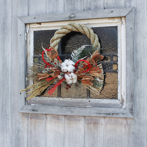 約幅33cm ◇ お正月 しめ縄リース あけぼの ◇ しめ飾り しめ縄 ドライ