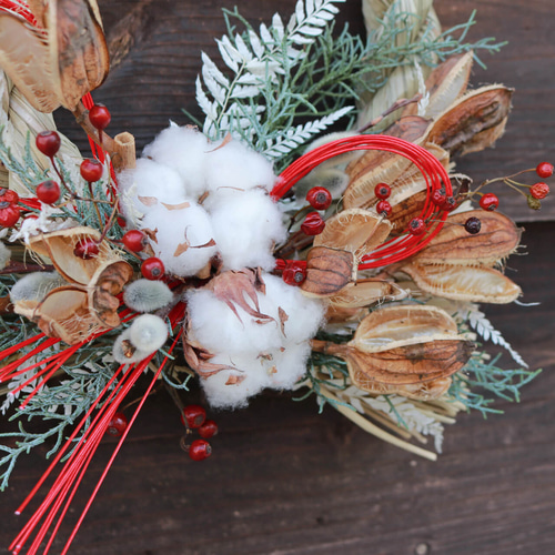 約幅33cm ◇ お正月 しめ縄リース あけぼの ◇ しめ飾り しめ縄 ドライ