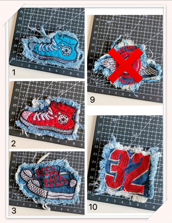 【HJ05】ワッペン/ 縫い付けタイプ　3枚分セット　ビンテージ風英字ロゴ　デニム刺繍　ご自由に選べます 7枚目の画像