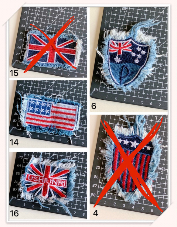 【HJ05】ワッペン/ 縫い付けタイプ　3枚分セット　ビンテージ風英字ロゴ　デニム刺繍　ご自由に選べます 9枚目の画像