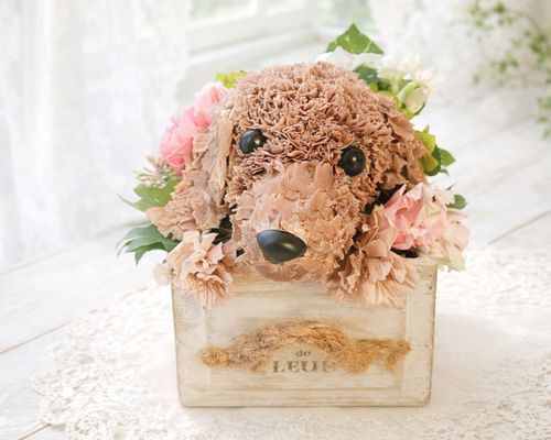 送料無料】カーネーションの犬 ダックス【レギュラーサイズ】フラワー