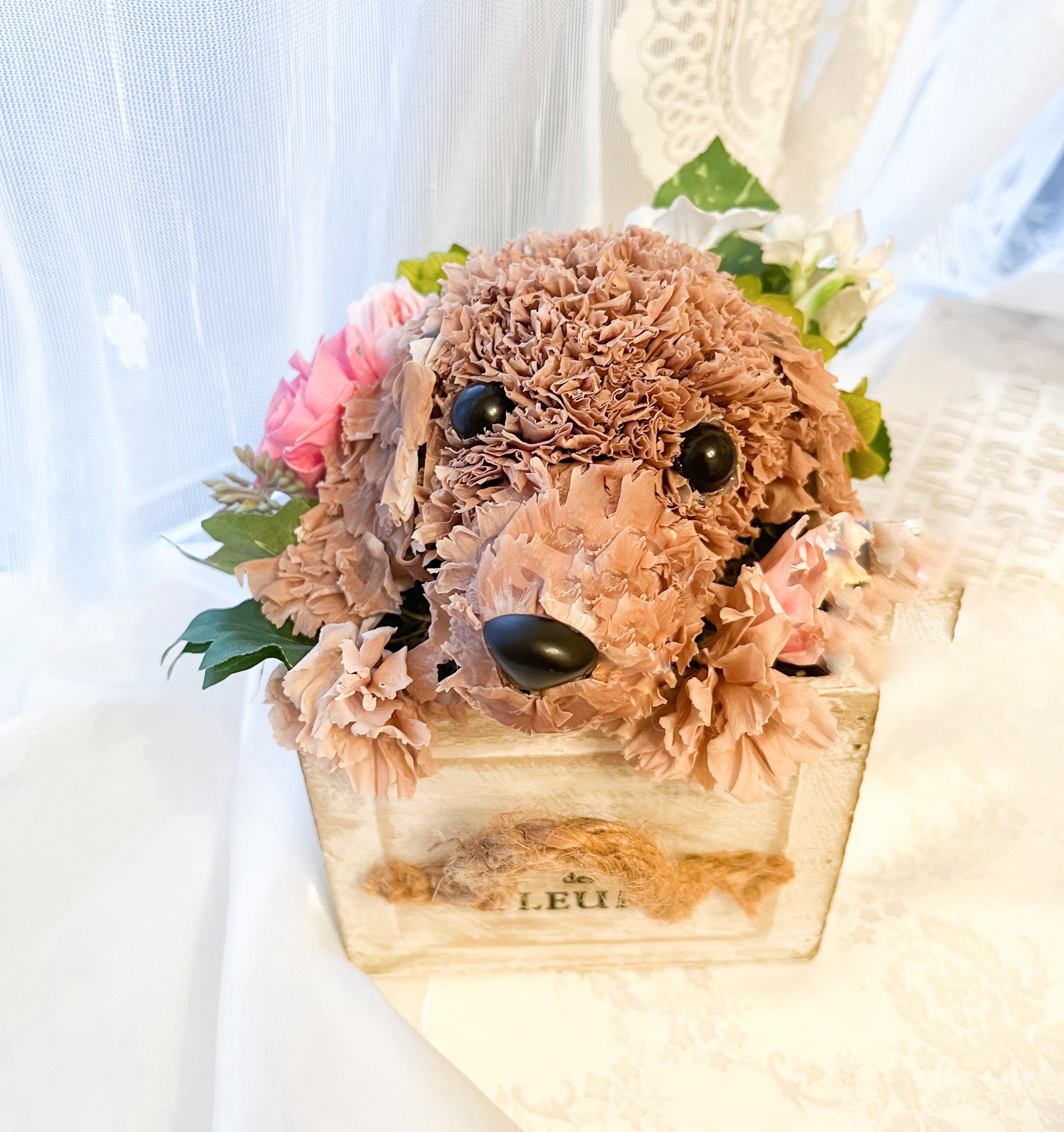【送料無料】カーネーションの犬　ダックス【レギュラーサイズ】フラワーペット　アニマルフラワー