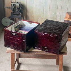 受注制作】野原竹細工 つづらの文庫箱 一閑張り よもぎ色 フリー