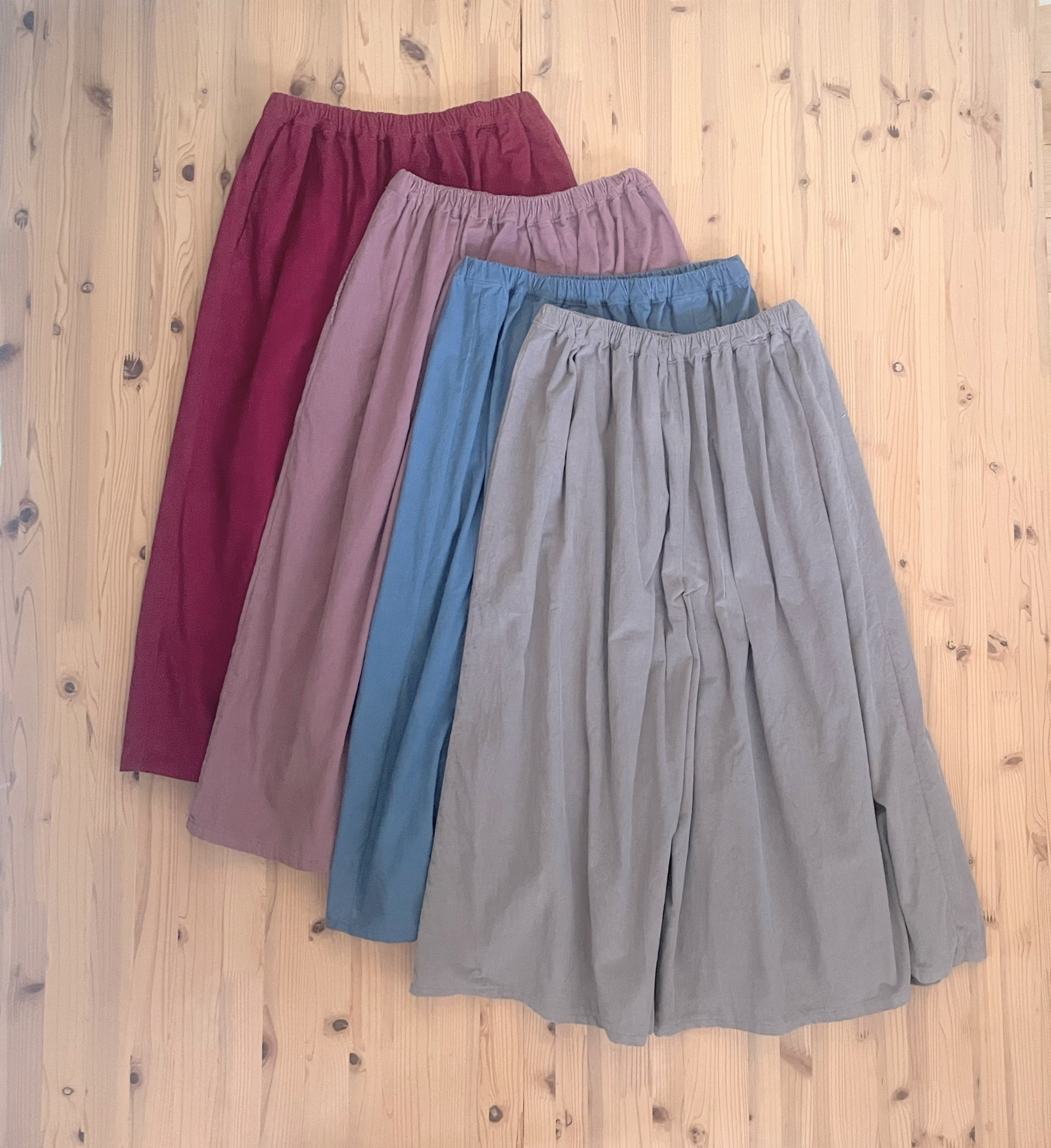 ギャザーワイドパンツ《総丈80cm》　コーデュロイ　秋冬