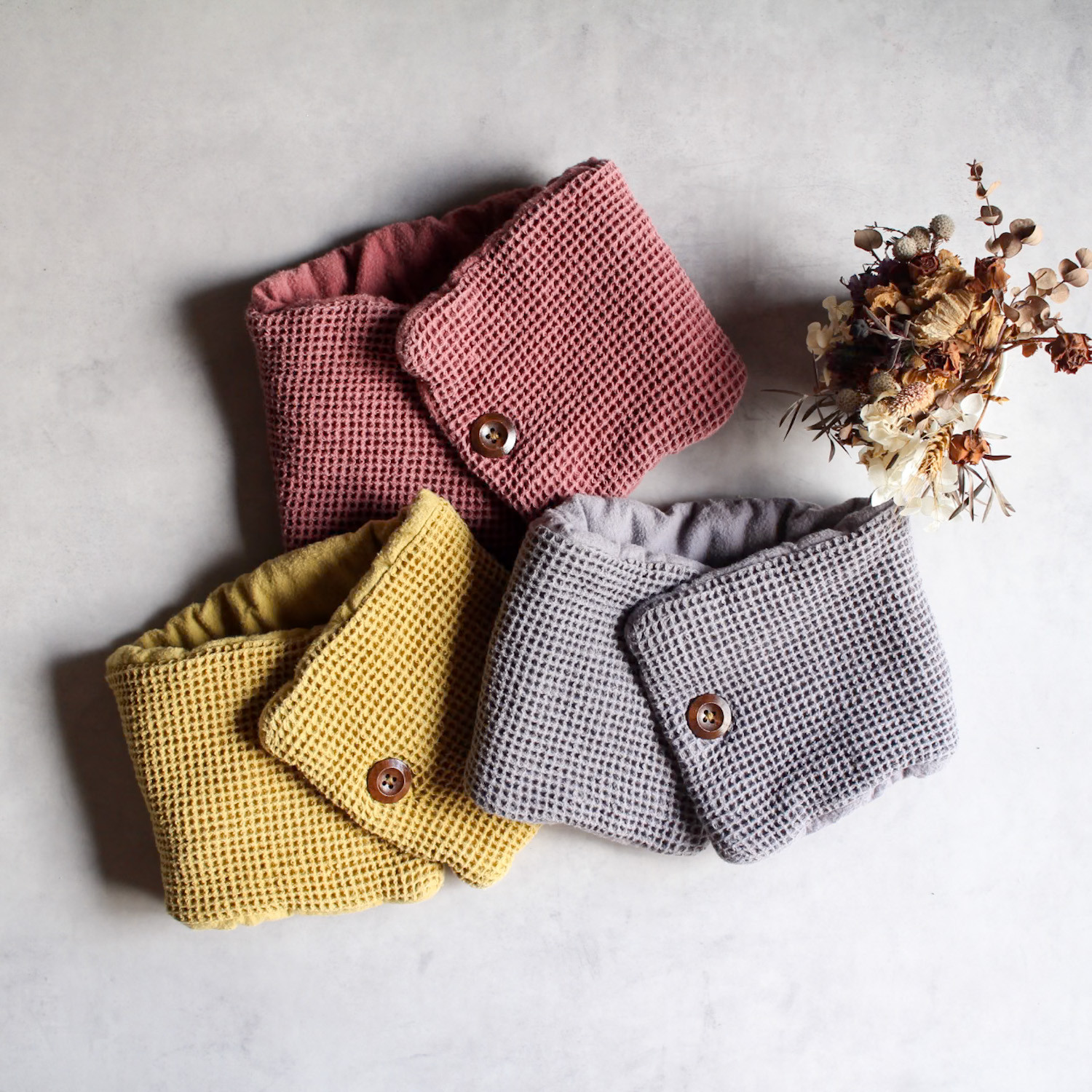 waffle neckwarmer/草木染め/ネックウォーマー