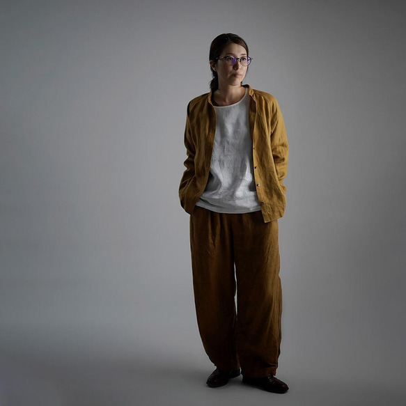 [wafu] Miyabi 亞麻亞麻內襯襯衫黃金比例領角/白色 p012a-wt1 第5張的照片