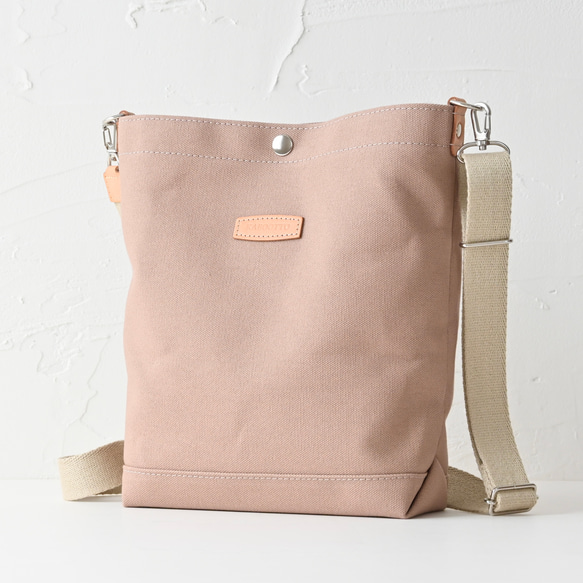 Mサイズ/幅広ベルトで肩が楽チン♪ ヌメ革×国産帆布(カラー豊富