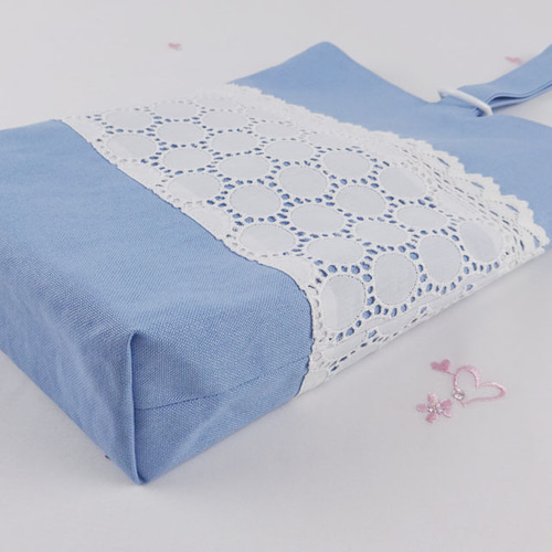 入園グッズ 入学 3点セット 【レース ブルー】レッスンバッグ