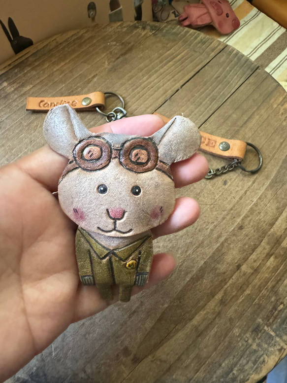 可愛的空軍小老鼠 純牛皮鑰匙款- 刻名字 第3張的照片