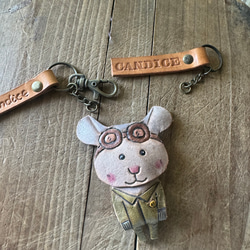 可愛的空軍小老鼠 純牛皮鑰匙款- 刻名字 第2張的照片