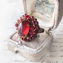 補貨金輝石榴石戒指（戒指）古董捲戒指寶石品質母親節生日週年紀念禮物 第10張的照片