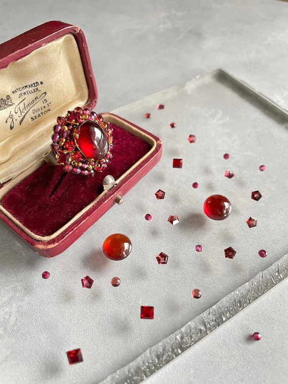 補貨金輝石榴石戒指（戒指）古董捲戒指寶石品質母親節生日週年紀念禮物 第14張的照片