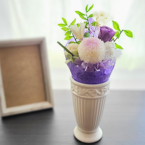 色鮮やかなプリザーブドフラワー仏花【ブーケタイプ】 プリザーブド