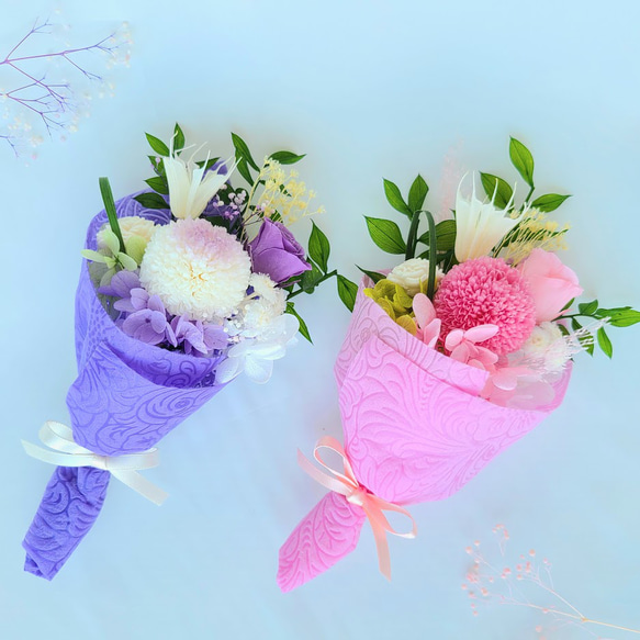 色鮮やかなプリザーブドフラワー仏花【ブーケタイプ】 4枚目の画像