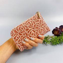 薄くて軽いコンパクトな財布 10枚カードポケット  エナメルローズ ／ ローズピンク 【スクイーズ】 4枚目の画像