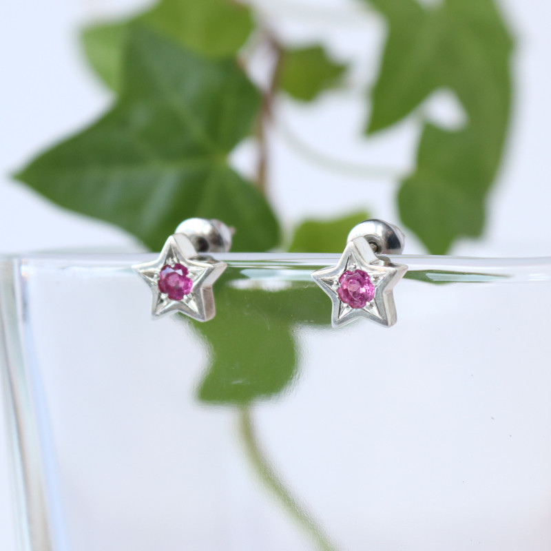 ピンクトルマリン シルバー925 星のピアス ■送料無料■