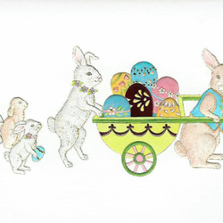 イースターカード Easter うさぎとエッグカート [0032-99900] 1枚目の画像