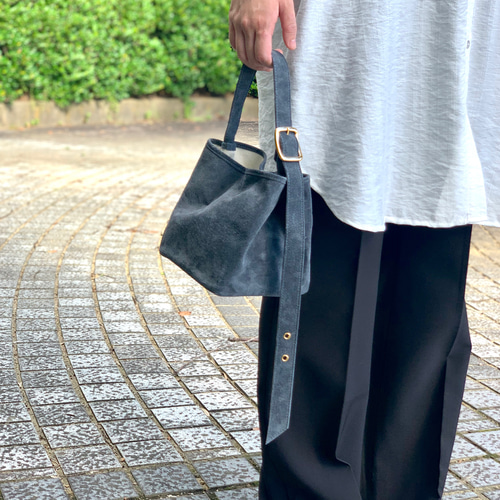 超ミニバッグ好きに♡」2WAY本革スクエアバッグ グレー