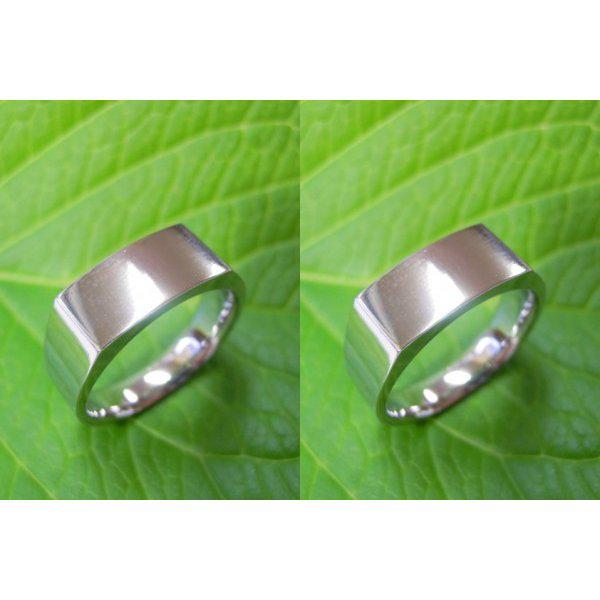 鍛造 結婚指輪 プラチナ pt900 印台リング 幅7mm 横長角の印台 カレッジリング 鏡面