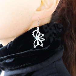 OYA Tatting lace earrings [WING] Turquise 第4張的照片