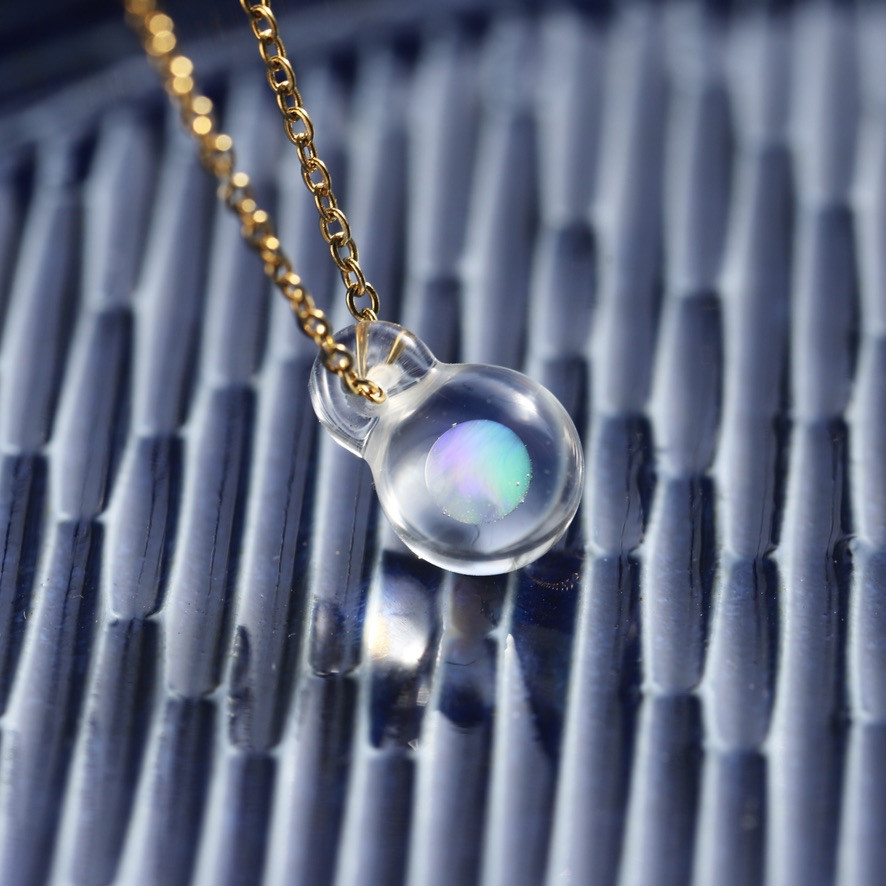 真・波動玉®「clear petit 」（SUS316LステンレスK18メッキチェーン）【特別価格 / 受注生産】